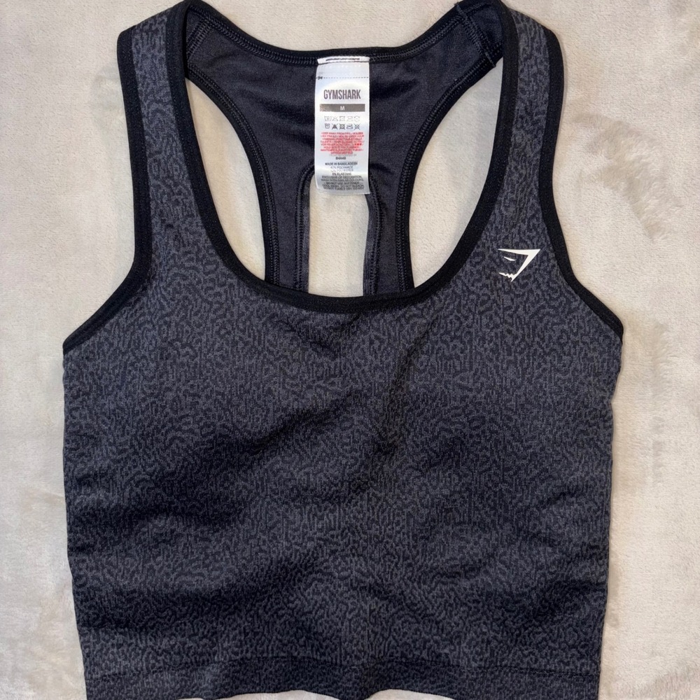 Gymshark Illumination Seamless Crop Top Grey Black Leopard Racerback Tank M
